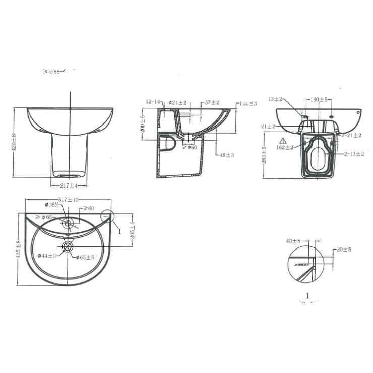 Chậu Lavabo Treo Tường JOMOO P12748-1/11P-1