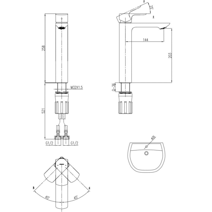 Vòi Lavabo Rửa Tay Nóng Lạnh JOMOO 32416-682/1A-Z