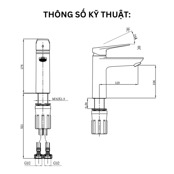 Vòi Lavabo Rửa Tay Nóng Lạnh JOMOO 32676-739/1B-Z